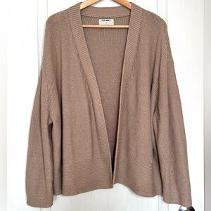 Old Navy Open Front Waffle Knit Cardigan 2XL Oversized Boho Camel Brown Casual